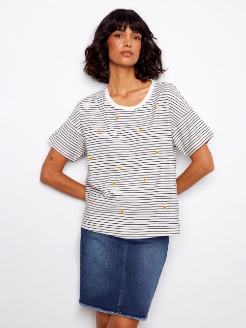 T-shirt à rayures - C1387PK/566C - Charlie B