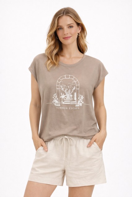 T-shirt col rond print devant - MOSPAW06597 - Mosaïc