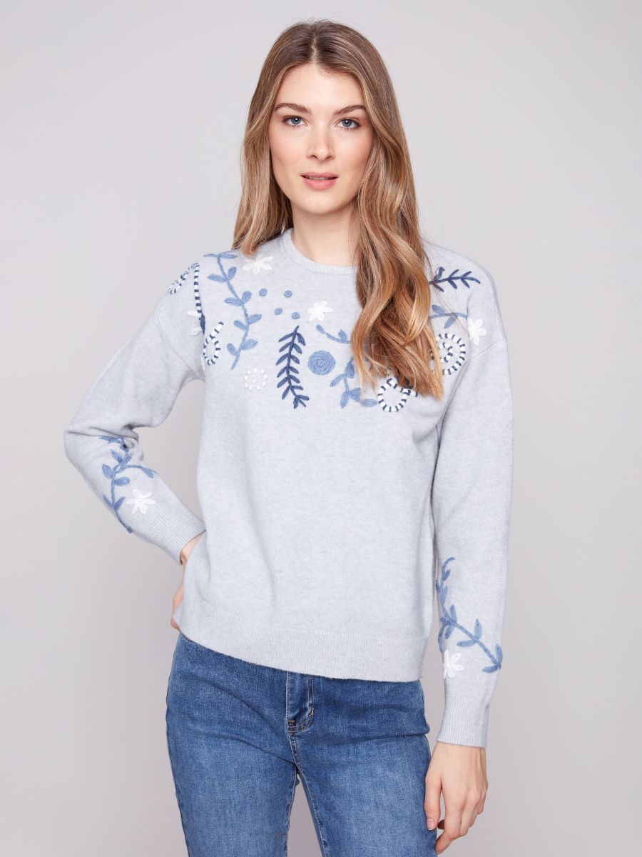Chandail tricot broderie - C2833E/736A - Charlie B
