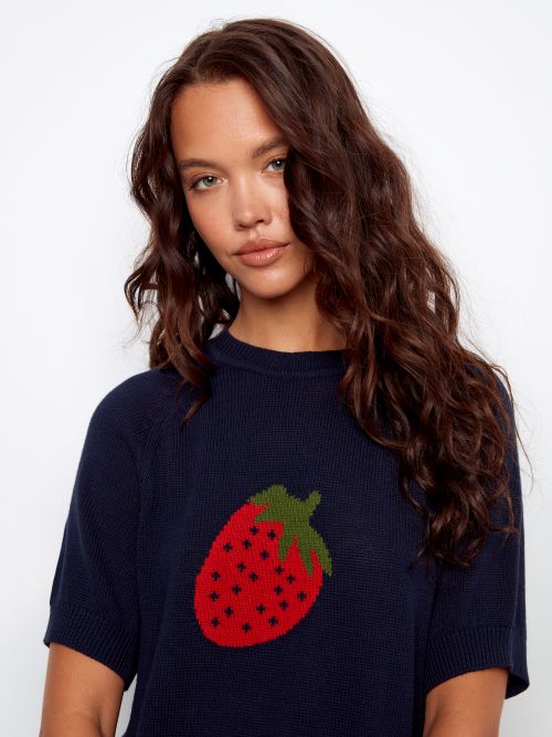 T-shirt tricot motif fraise - C2972/577C - Charlie B