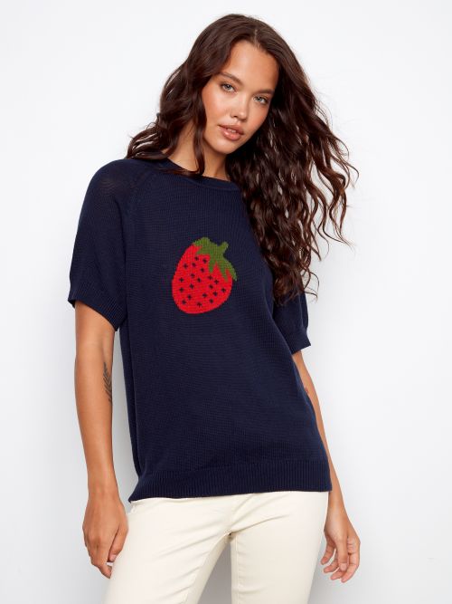T-shirt tricot motif fraise